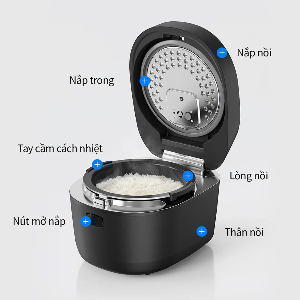 Nồi cơm điện cao tần LocknLock 1.2L chống tràn, giữ ấm 24 giờ EJR586BLK, , large image number 2